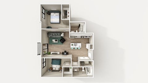 Floor plan for 2 beds, 2 baths, 1094 sqft
